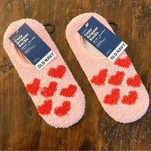 NWT Old Navy Pink Heart Cozy Slipper Socks